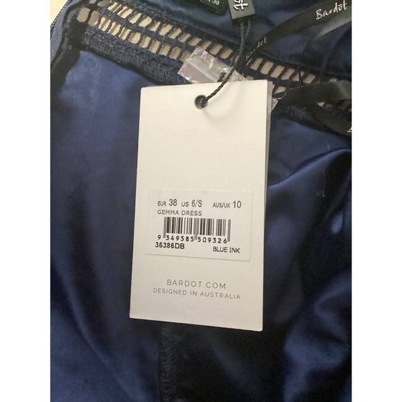 Bardot Gemma Collar Lace Sleeveless Navy Blue Midi Dress 6 - Picture 12 of 12